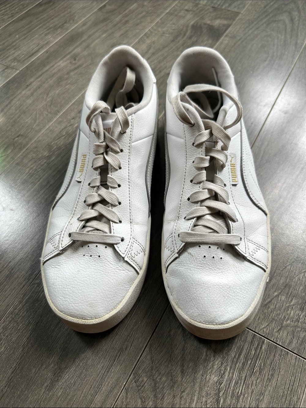 Puma Women's Off-White Leather Low-Top Sneakers